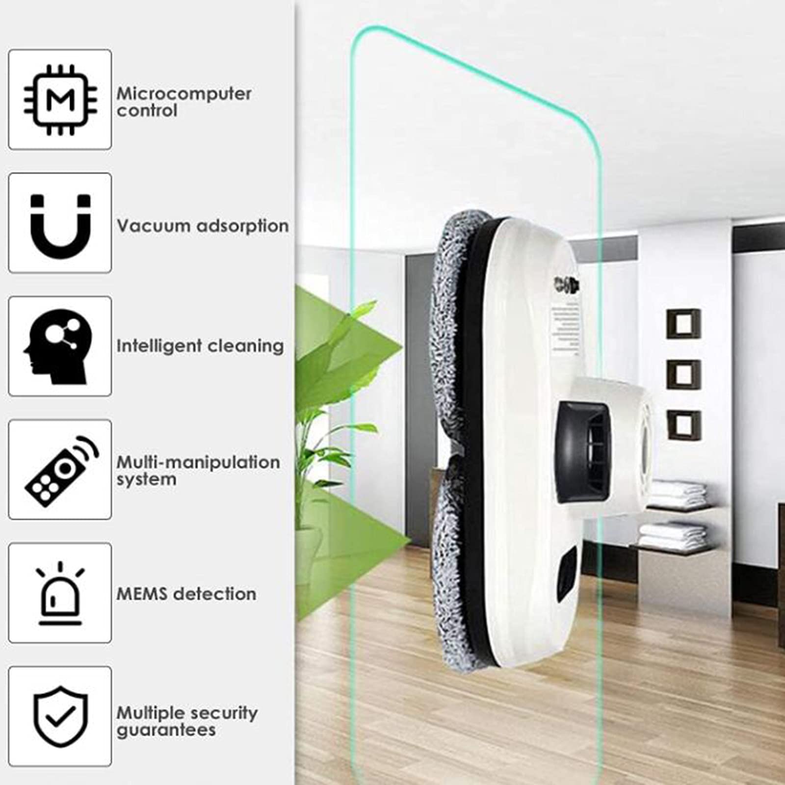 Inteligentny robot do mycia okien, inteligentny robot do mycia szyb z pilotem do okien zewnętrznych/wewnętrznych, stołu, płytek, sufitu, z liną zabezpieczającą(