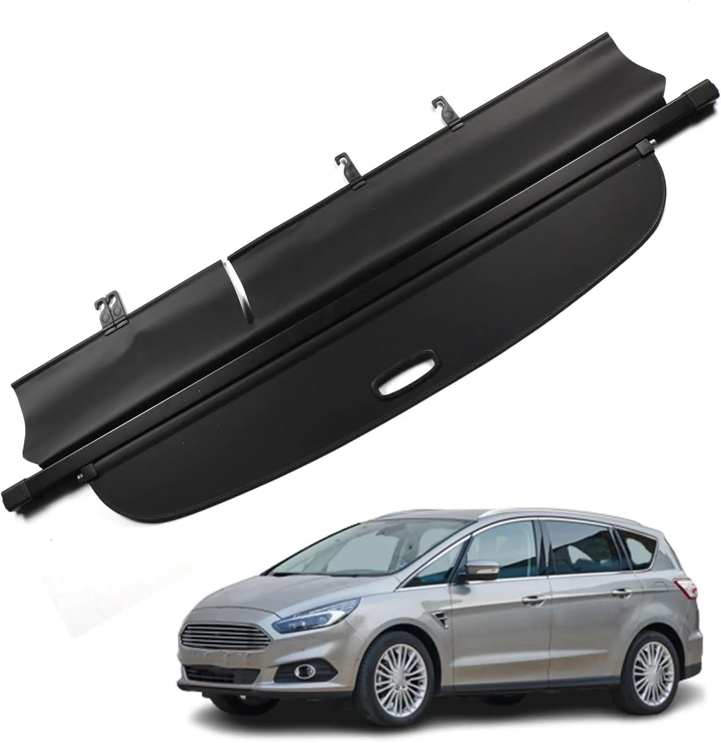 DdaiXQ Retractable Car Rear Trunk Parcel Shelf for Ford S-MAX 2015-2018, Rear Boot Cargo Cover Curtain Shield Privacy Panel Roller Blind Shelves