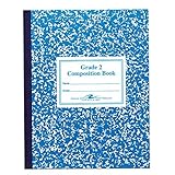Roaring Spring Composition Notebooks, 5-Pack, Grade 2 Ruled, 50 Sheets 15# White Paper, 9.75'x7.75', Designed for Grade 2 Classes, Practicing Writing & Penmanship, Blue Marble Flexible Cover