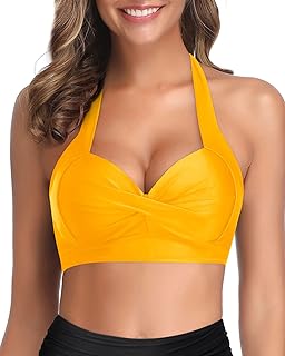 deep cut yellow halter top