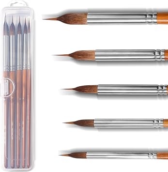 Professional Watercolor Brushes with Two-Layer Liner - Synthetic Nylon Tip & Horsehair Brush Head for Detail & Bold Strokes - Black/Brown Set - for Watercolor/Acrylic/Gouache/Ink 5, Brown