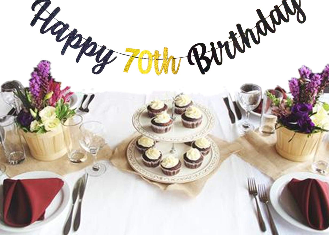 Striscione Decorativo Per 70° Compleanno – Sfondo Cabina Fotografica 180x110 Cm In Poliestere Con Palloncini, Torta E Regali, Facile Da Appendere