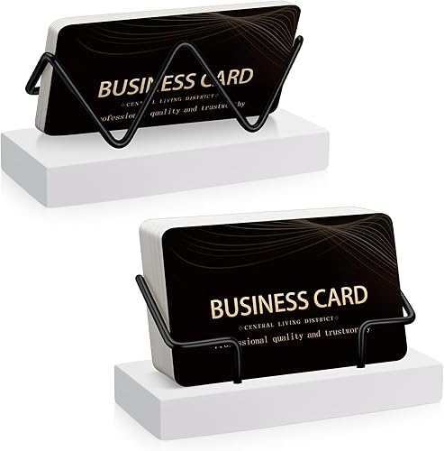 Vista 8 de Amyhill Tarjetero de madera para escritorio, 2 piezas, soporte para tarjetas de visita de madera, soporte para postales para oficina y hogar
