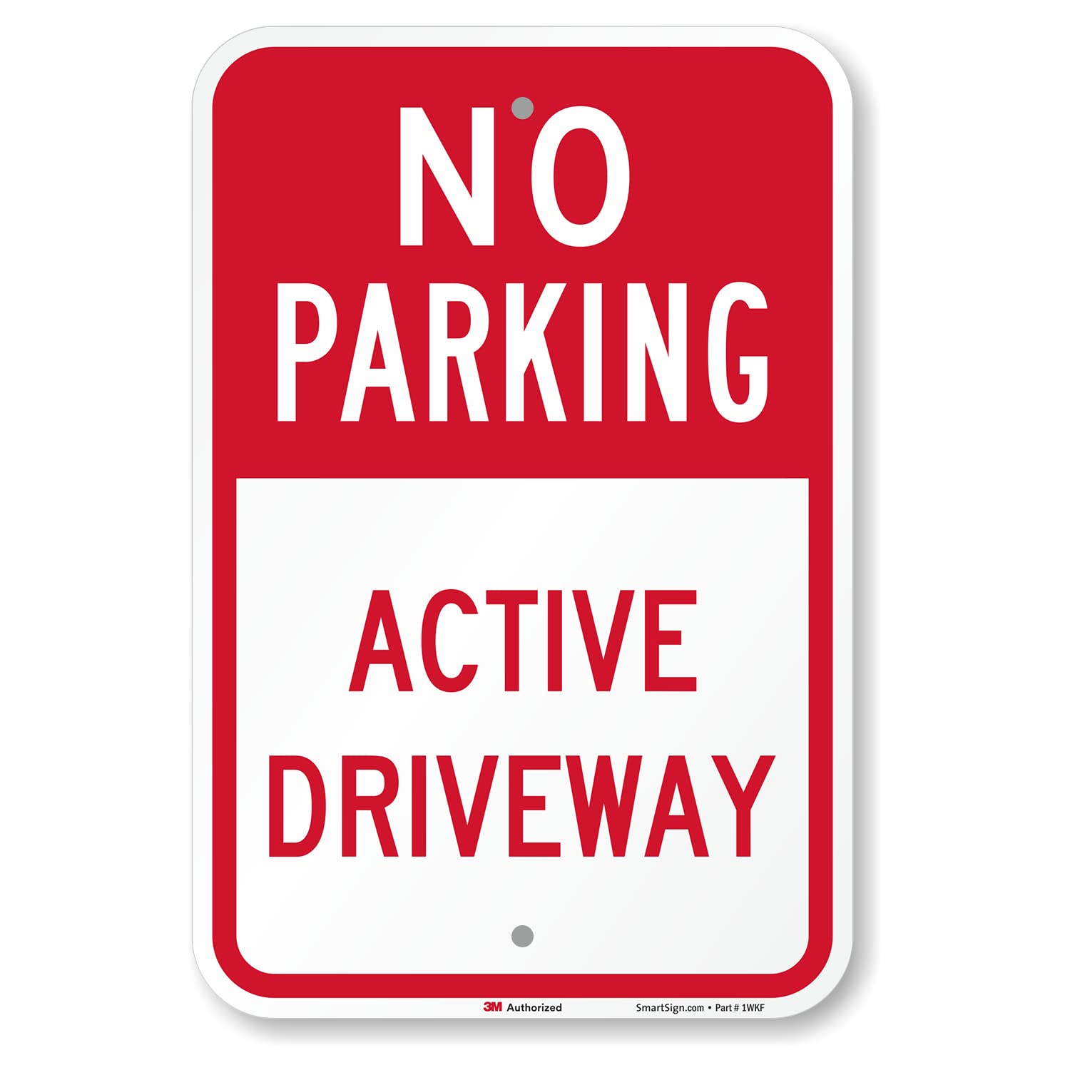 SmartSign - K-5441-EG-12x18 "No Parking - Active Driveway" Sign | 12" x 18" 3M Engineer Grade Reflective Aluminum Red on White