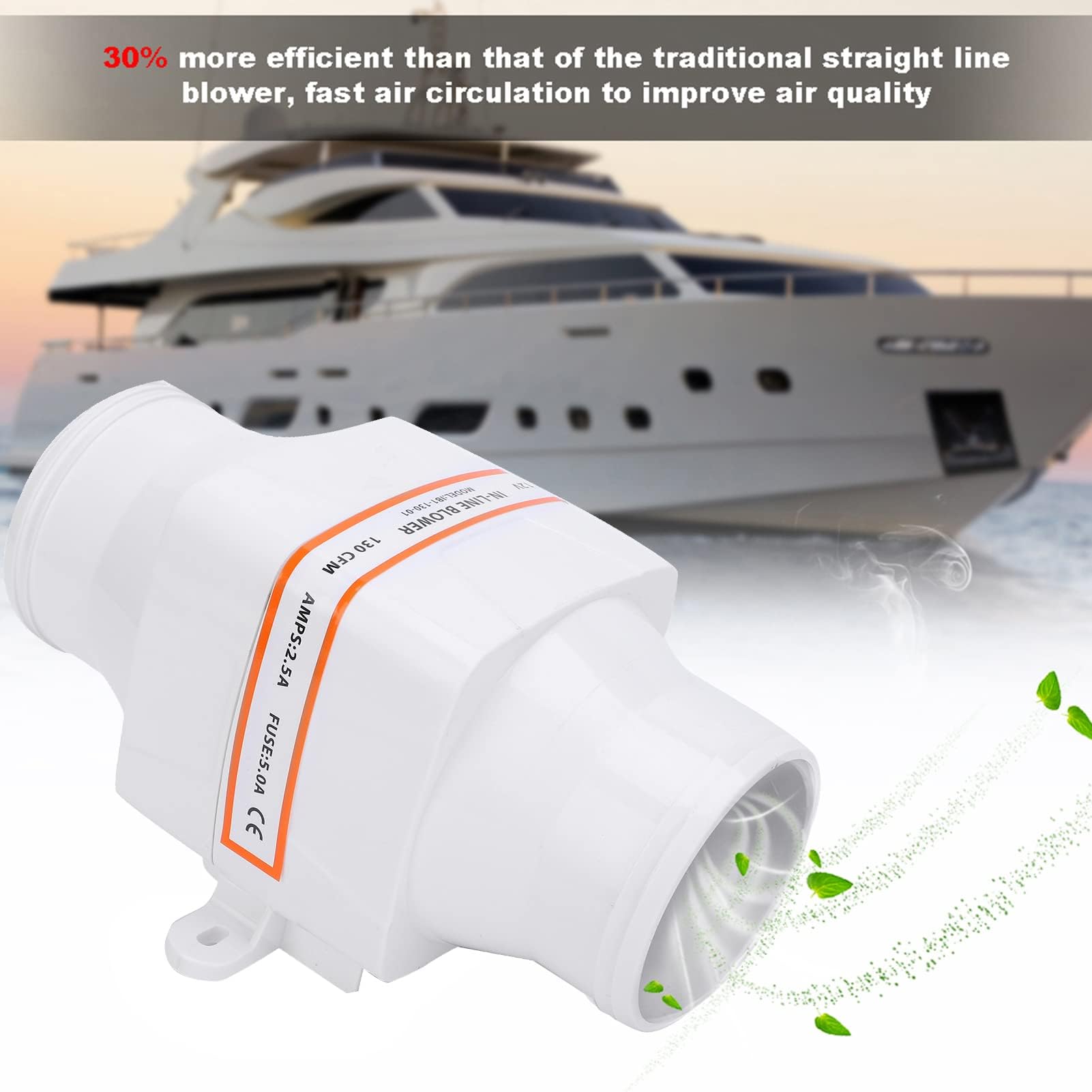 HERCHR Ventilador Extractor De 12 V CC, Conector De Manguera De 76 Mm/3 Pulgadas, Soplador De Aire De Sentina Marina, Ventilador De Ventilación Fuerte para Caravana De Yates