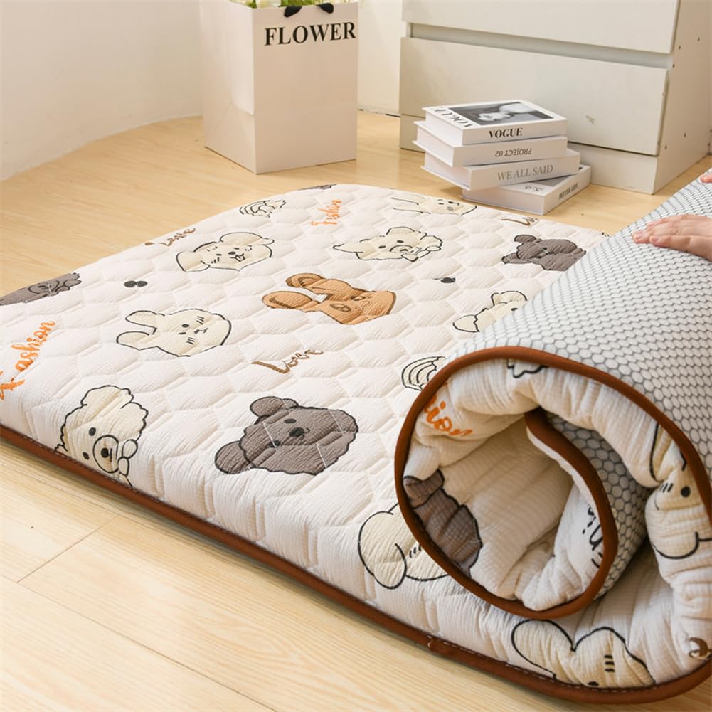 Materasso futon giapponese, singolo, matrimoniale, queen size, king size, arrotolabile, morbido, portatile, per dormitorio, tatami, materasso da campeggio (verde, 80 x 190 cm)