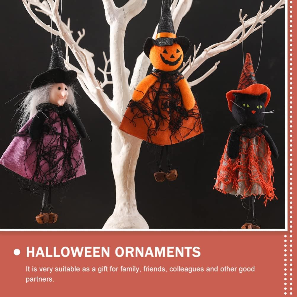 Amosfun Halloween Ghost Decoration Set of 6 Hanging Witches Pumpkin Ghost Black Cats Adorns Halloween Scary Ghost Props Haunted House Scene Props Halloween Outdoor Decoration : Patio, Lawn & Garden