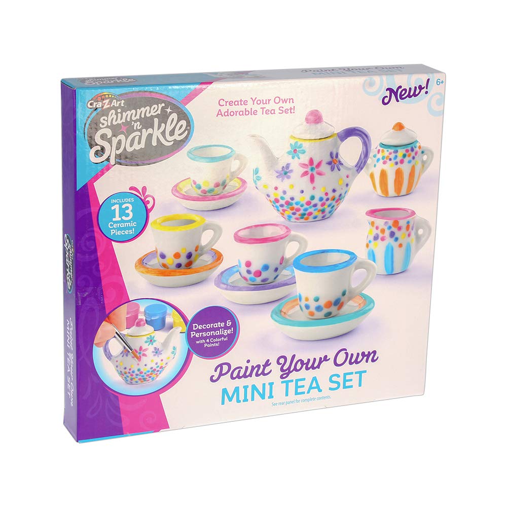 Itsy Bitsy DIY Mini Tea Set Kit Contains 4 Colourful Paints, 4