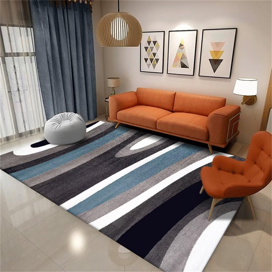 Grand Tapis Chambre 70X140CM Gris-Bleu Modèle Simple pour Cuisine et Hall