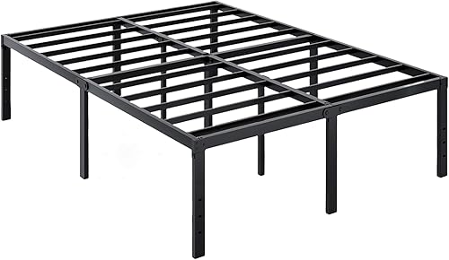AROMUSTIM Marco de cama de metal de 18 pulgadas, plataforma de tamaño King, no necesita somier, resistente y estable, base de colchón, fácil