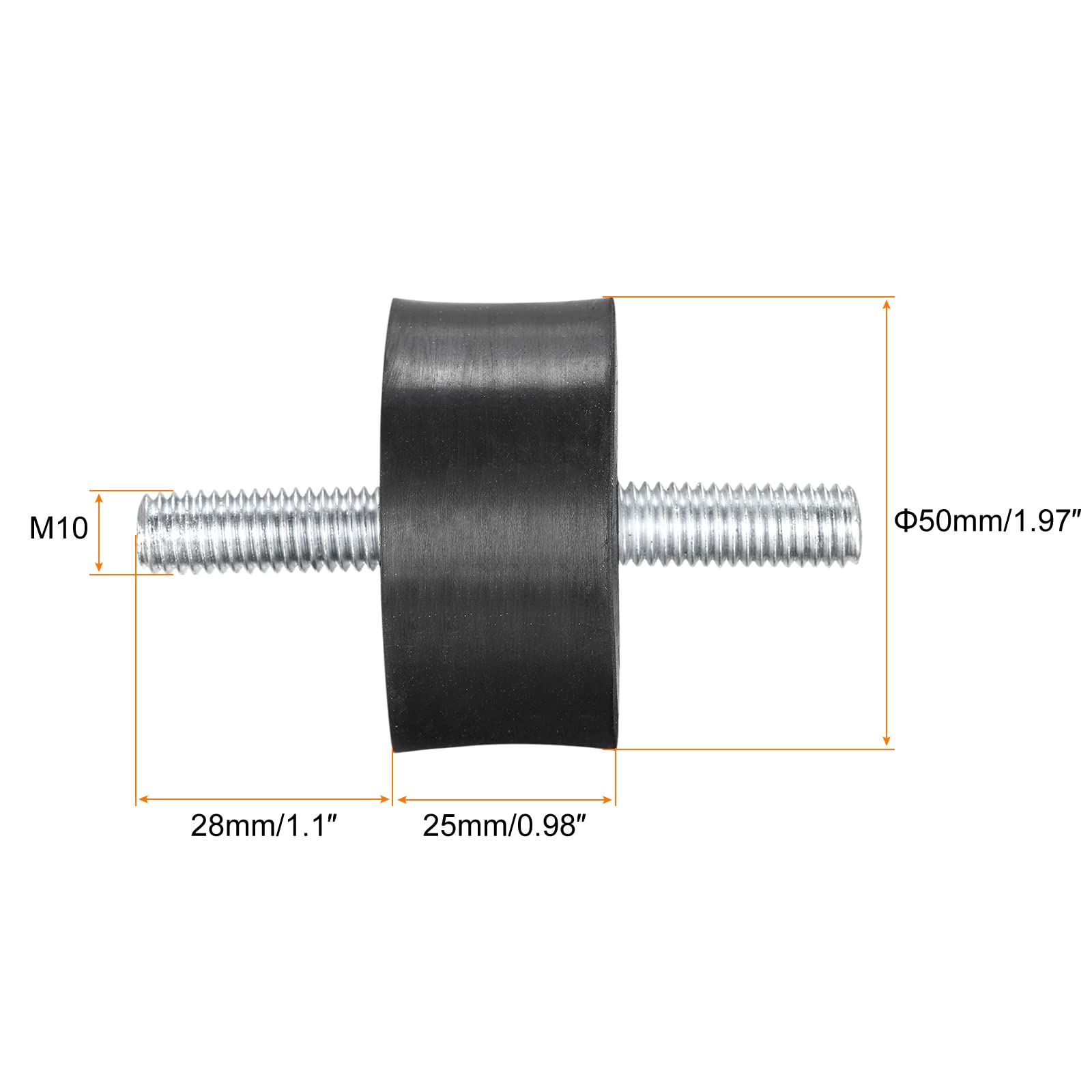 Lot De 6 Silentblocs Anti-vibration M10x28mm - Caoutchouc 50x25mm | Pour Compresseur, Moteur, Machine à Laver