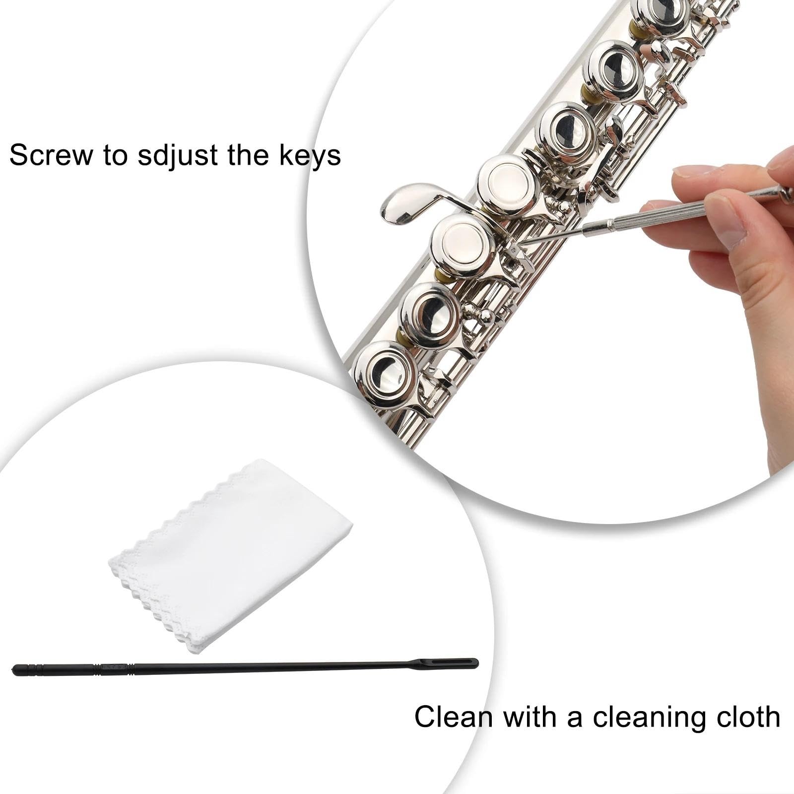 Flautas De Cuproníquel En Tono C Para Estudiantes, Juego De Instrumentos Musicales Con Flauta De Orificio Cerrado De 16 Teclas Flauta Travesera Kit