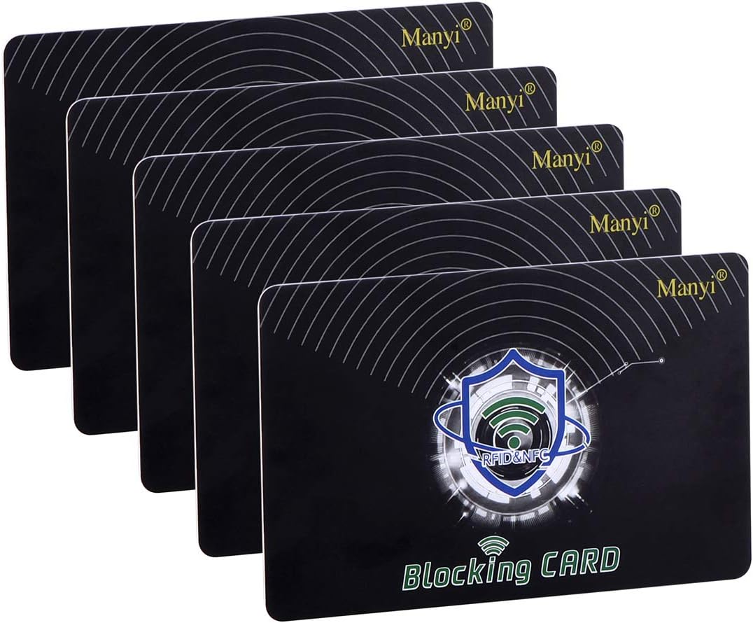 5Pcs RFID Blocking Card, Protection Entire Wallet and Purse Shield, Contactless NFC Bank Debit Credit Card Protector Blocker