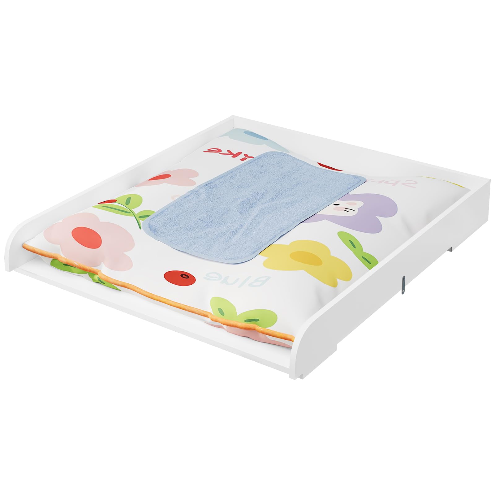 WOLTU Cambiador para Bebé 70x80x10 cm, Tablero Universal para Cómoda, Profundidad Ajustable 47,5-50 cm, Montaje en Pared, Accesorio en MDF, Color Blanco