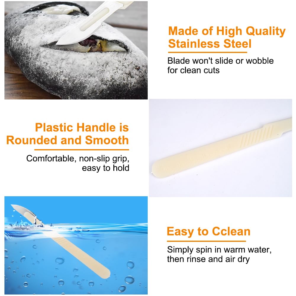 10 Piezas Cuchillo de Panadero, 15.5cm Herramienta de Corte de Pan, Cuchilla de Panadero, con Funda Protectora de Plástico, Cuchillo para DIY Pan Masa Hornear Cocina Bricolajeseños de Pan