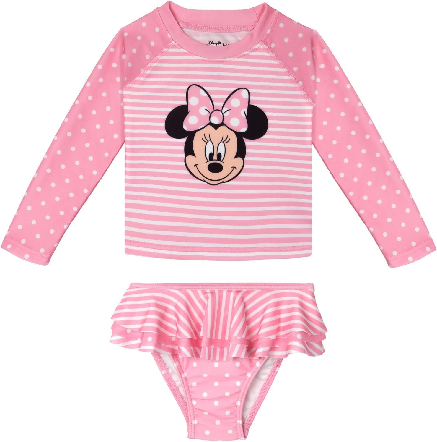 Disney Minnie Mouse Rash Guard and Bikini Bottom Swim Set Newborn to Big Kid Sizes (9 Months - 10-12)