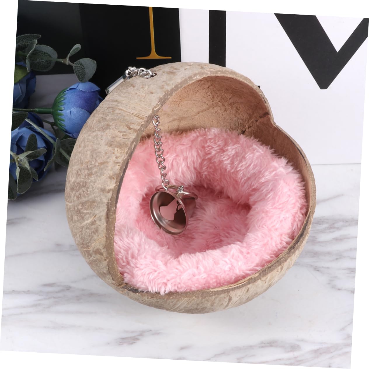 POPETPOP 2stücke Coconut Shell Nest Für Hamster Meerschweinchen Und Ähnliche Kleintiere Gemütliches Schlafbett Mit Zufälliger Farbwahl Natürlichem Kokosnussschalen-Material Für
