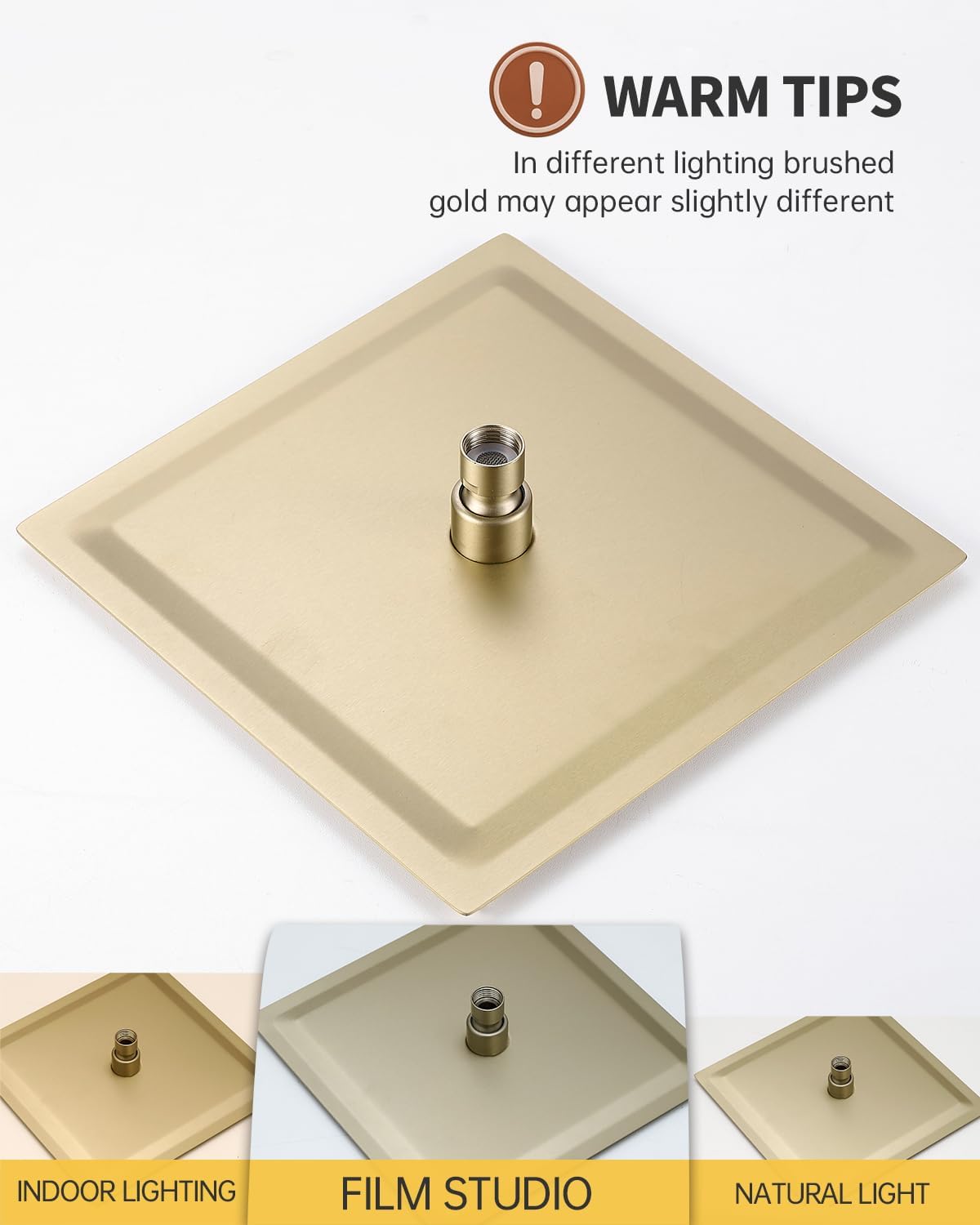 Fransiton Shower Faucet set with Shower head 10 Inches Rainfall Shower Head and Handle Set Single Handle Wall Mounted Shower System Set with Female Threads Valve Body(10", Brushed Gold)