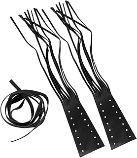 Wakauto Motorcycle Leather Handlebar Grips, 1 Pair Handlebar Grips Tassel Motorcycle Universal Fashion Faux Leather Handle Cover Grips Fringe Lever Cover for Gift Decor