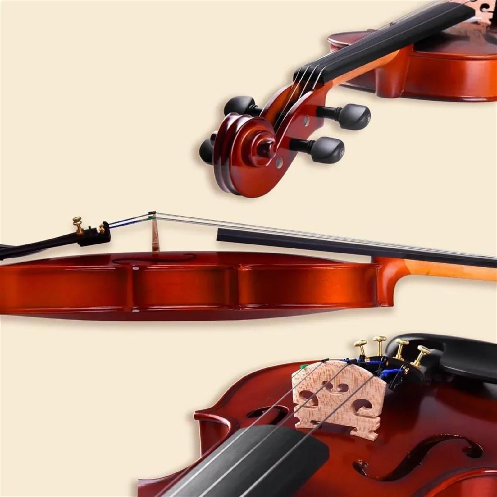 Geige 4/4 Violinenset In Voller Größe Solide Violinenausstattung Mit Hartschalenkoffer