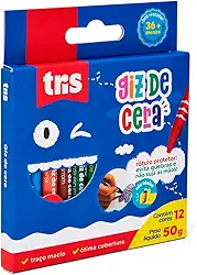 Giz De Cera Fino - 12 Cores - Tris, Multicor
