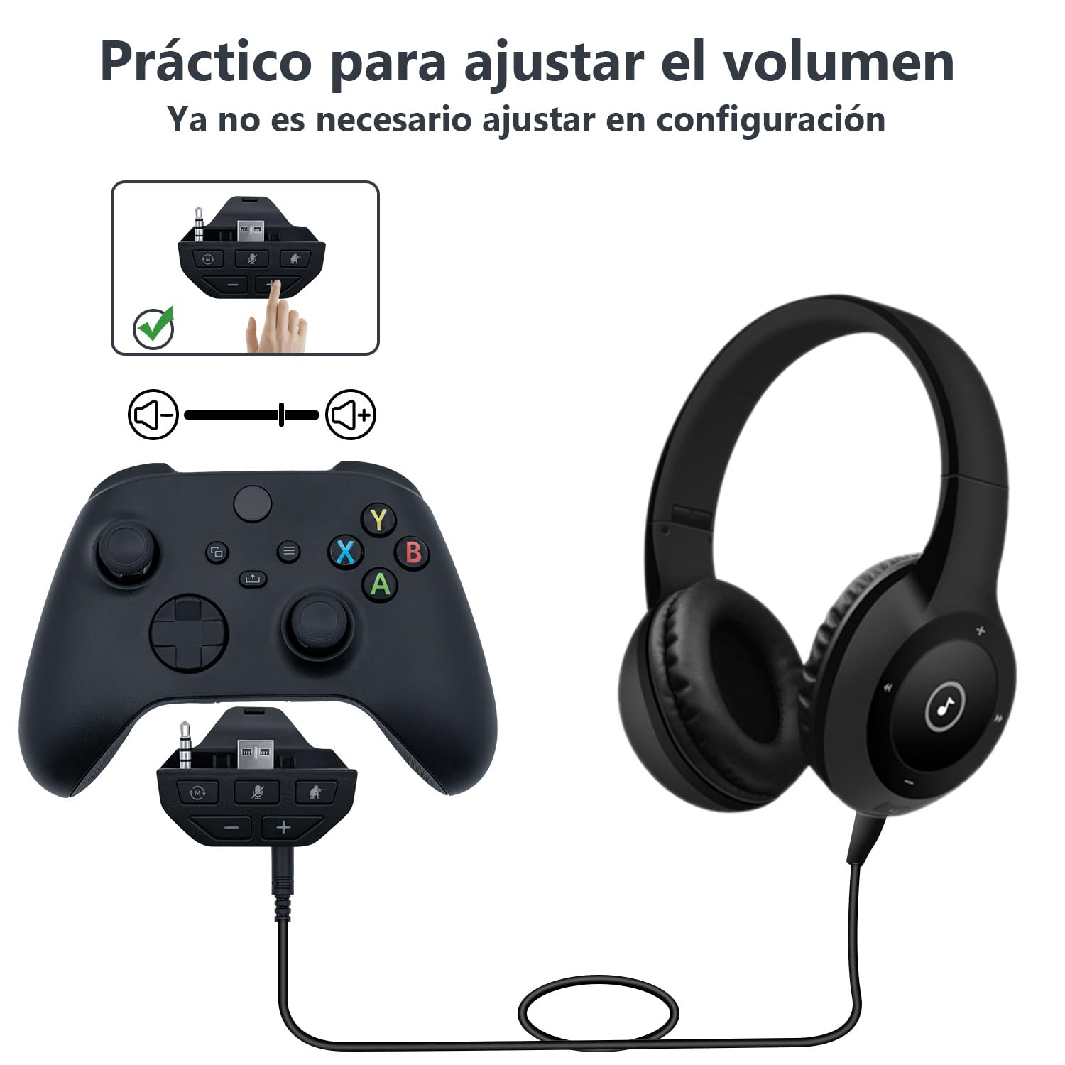 Mcbazel Adaptador de auriculares Xbox, audio estéreo y mezclador de micrófono, equilibrio de juego/chat y control de volumen, adaptador 3.5 mm para controladores Xbox