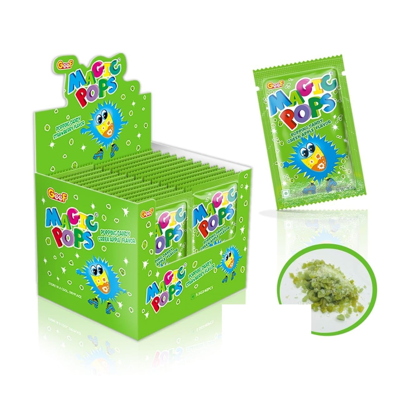 Magic Pops Popping Unique Candy Box 200gm (Green Apple Flavor)