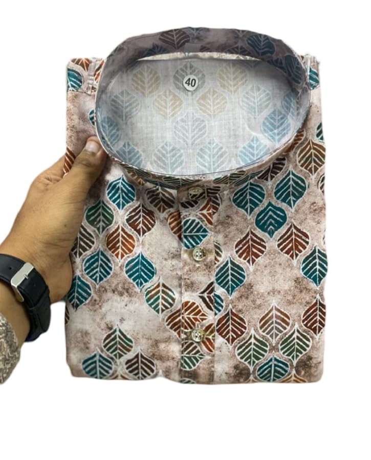 Image of FOXDX Men's Traditional Cotton Floral Printed Only Kurta