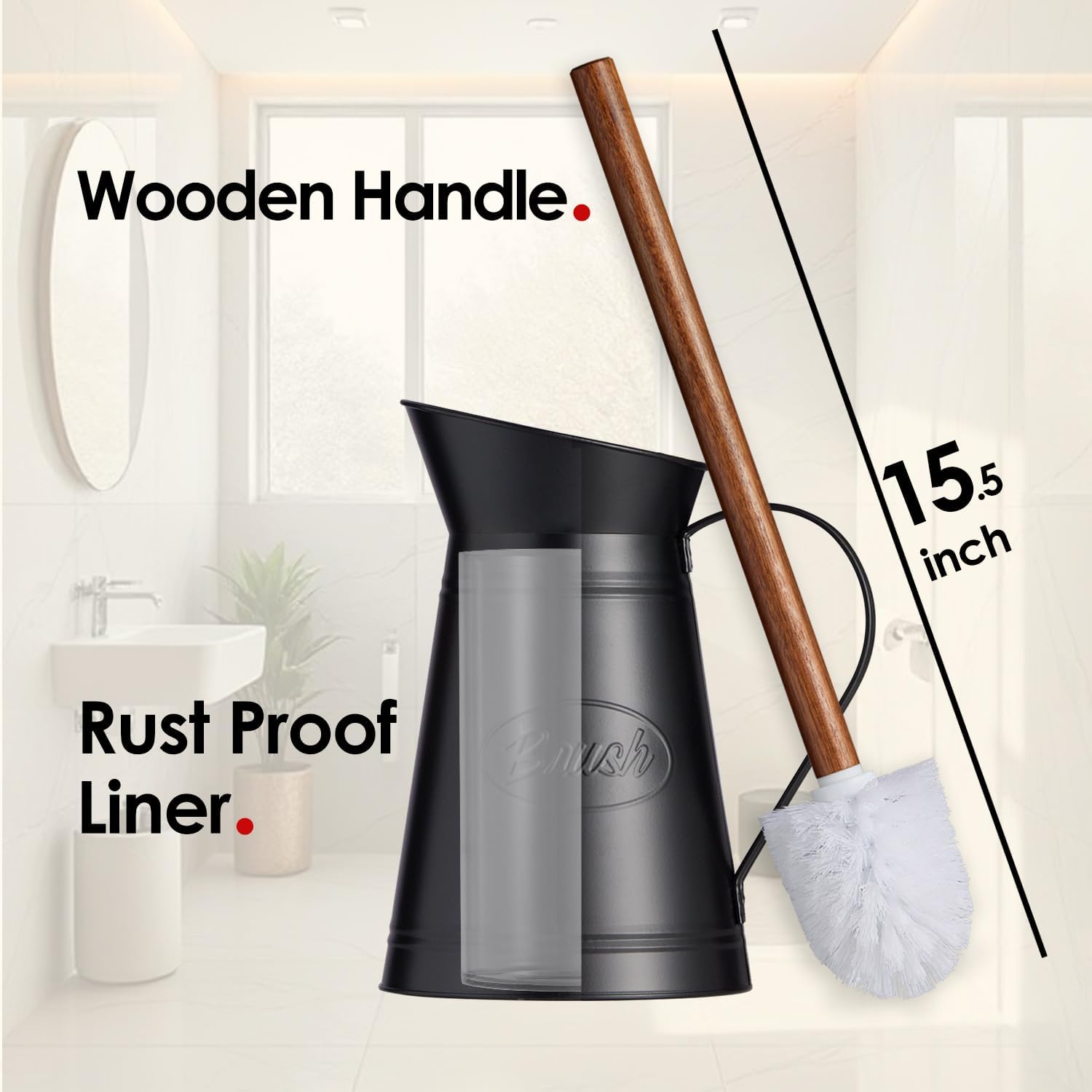 Set 2, Farmhouse Bathroom Trash Can and Toilet Brush Set, Rustic Bathroom Accessories, Primitive Western Country Bathroom Decor, Galvanized Vintage Toilet Bowl Brush with Holder