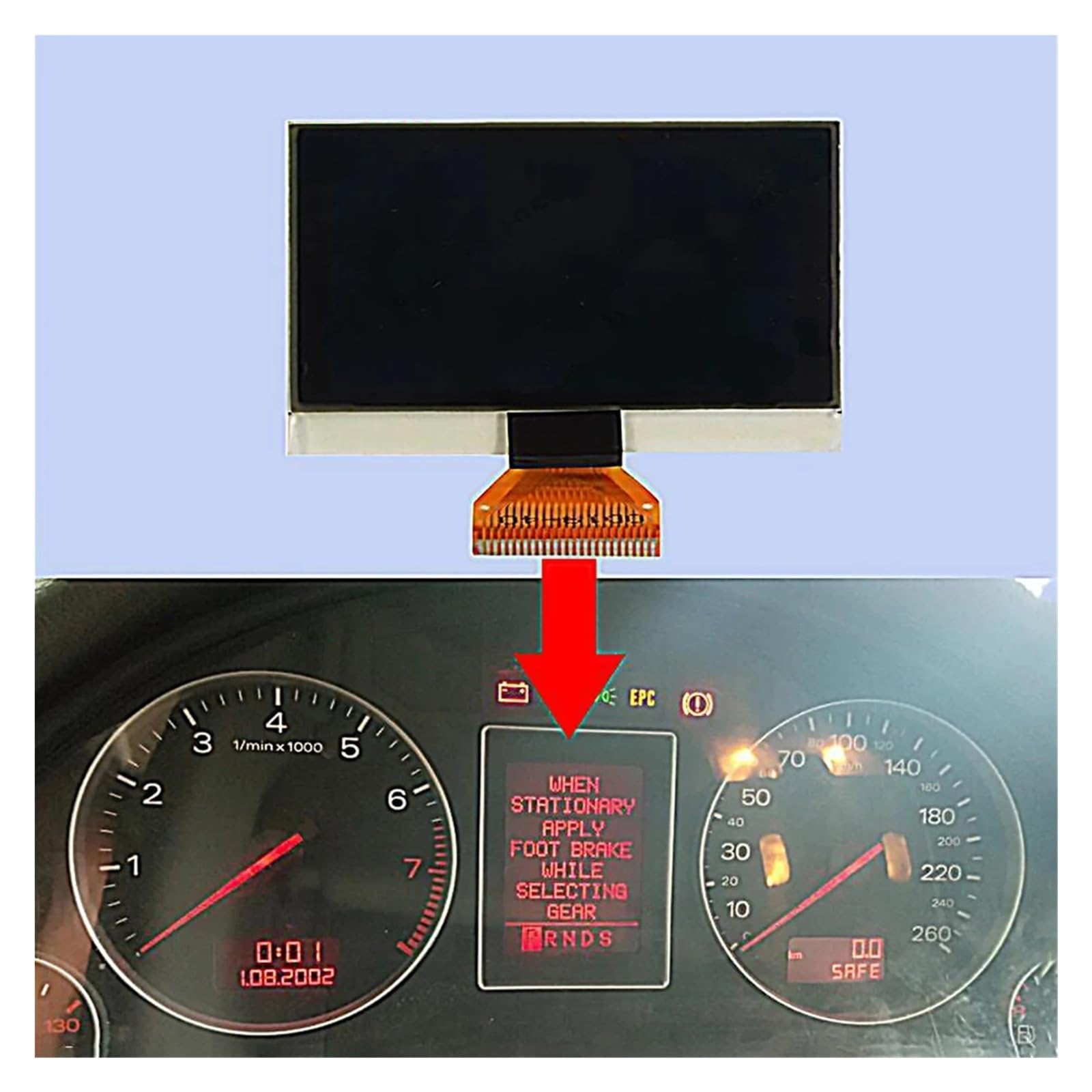 Compatible con Audi A4 B6 B7, Pantalla LCD, Panel De Instrumentos, Velocímetro, Conector Cinta Corta Visualización en Pantalla para Coche