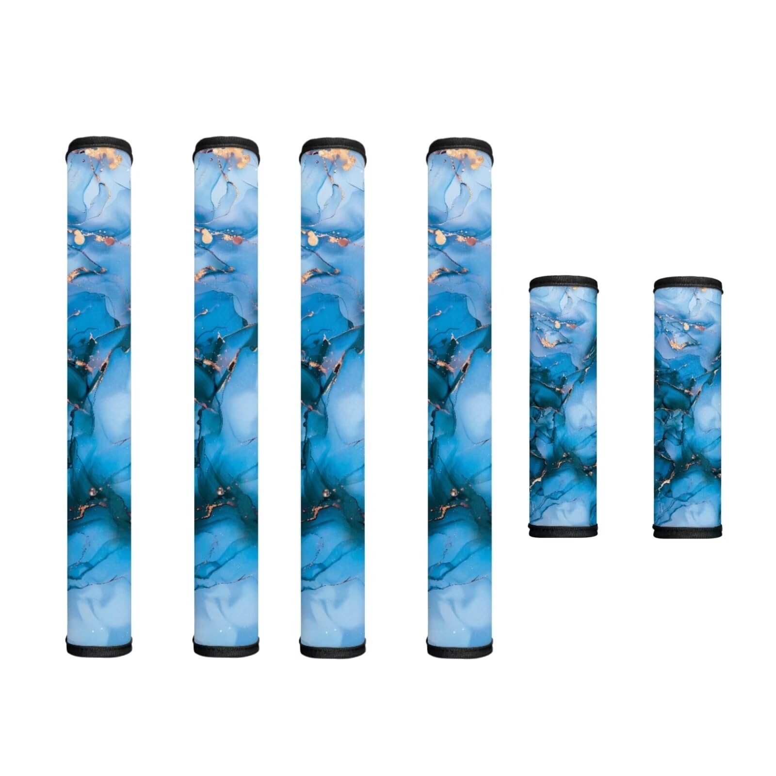 6 PCS Fridge Microwave Door Handle Covers Kitchen Electrical Appliance Decor Handles Washable Refrigerator Kitchen Cabinet Dishwasher Door Cloth Protector, Blue Gold Marble