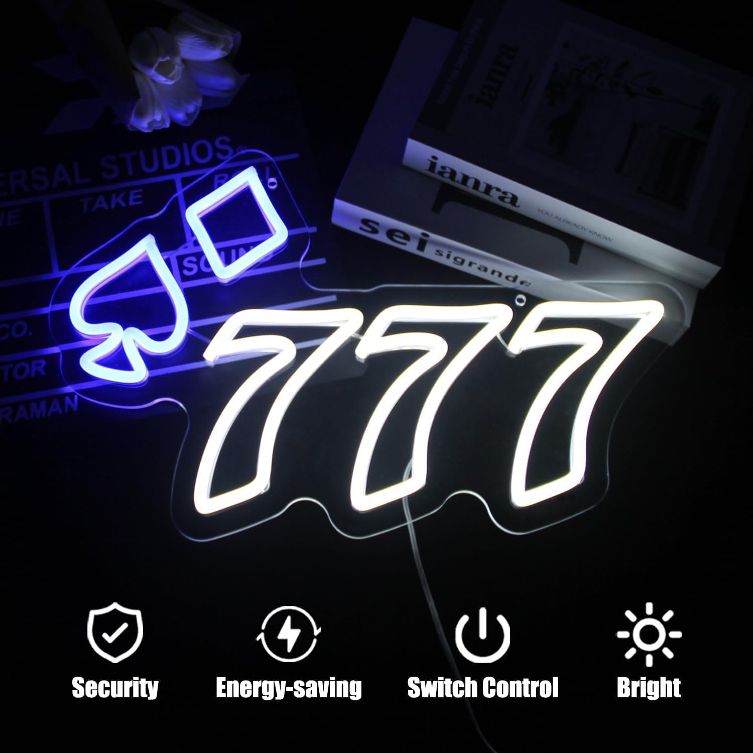 Amazon.co.jp: 777ネオンサイン 壁の装飾ポーカーネオンサイン