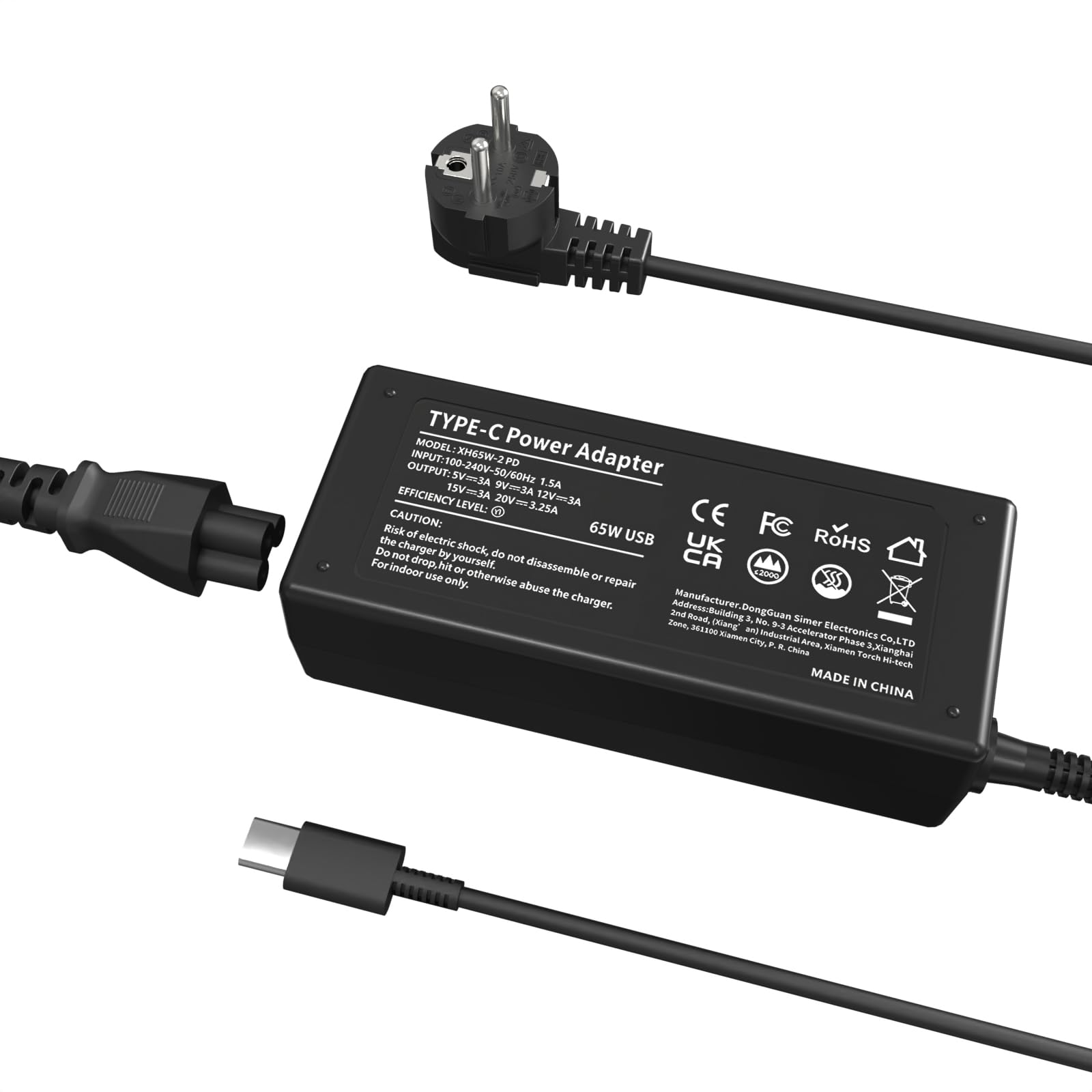 Chargeur USB C 65W pour Lenovo ThinkPad T14 T480 L14 L15 E15, HP Spectre X360 EliteBook, Dell, Acer, ASUS, Huawei, MacBook Pro, Samsung, LG