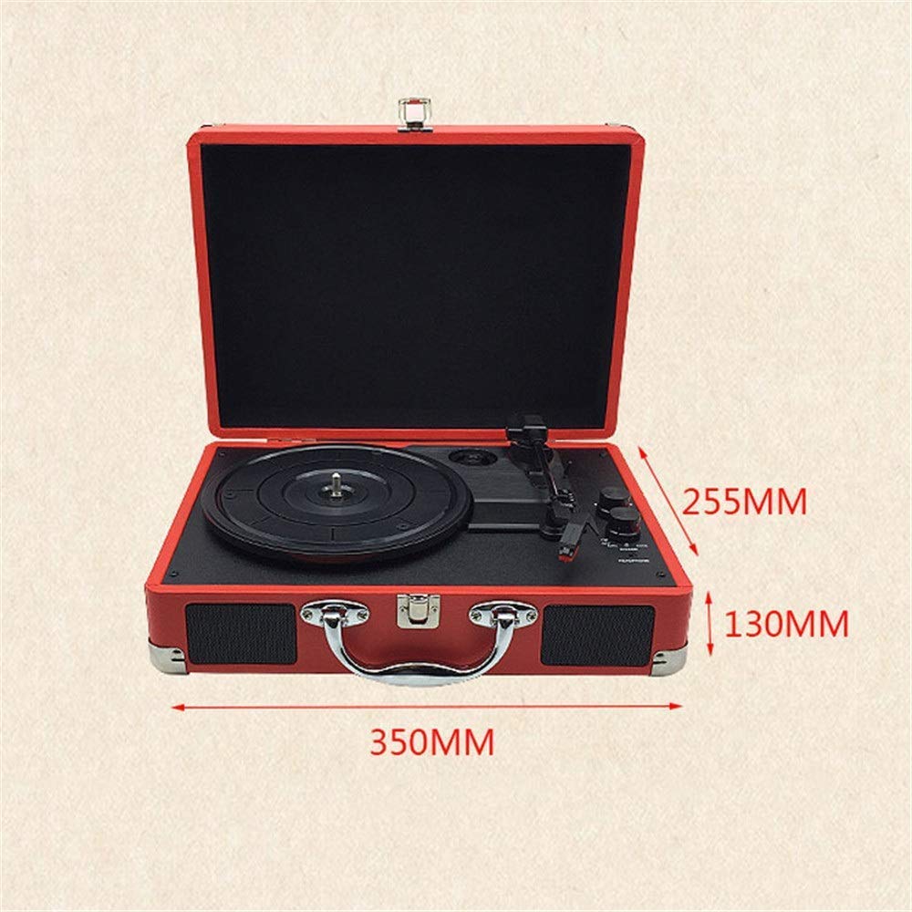 Tocadiscos portátil con altavoces integrados y ajustes de 3 velocidades para reproducción de discos de vinilo
