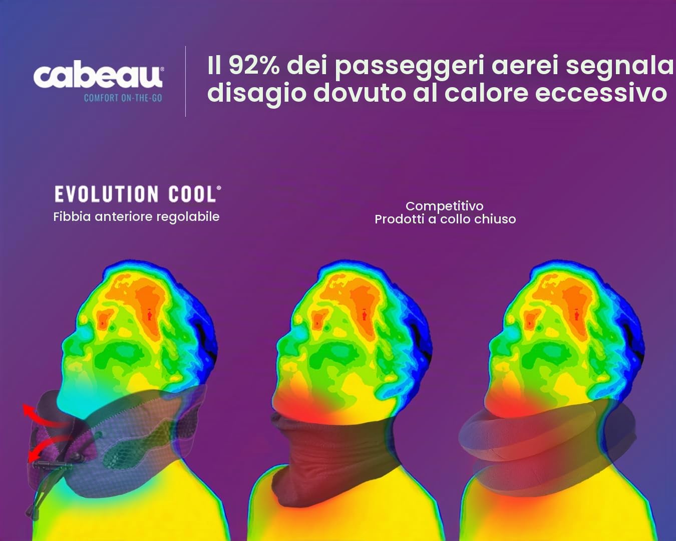 Cabeau Evolution Cool - Cuscino da viaggio in memory foam, con circolazione d'aria, per testa e collo, colore: nero