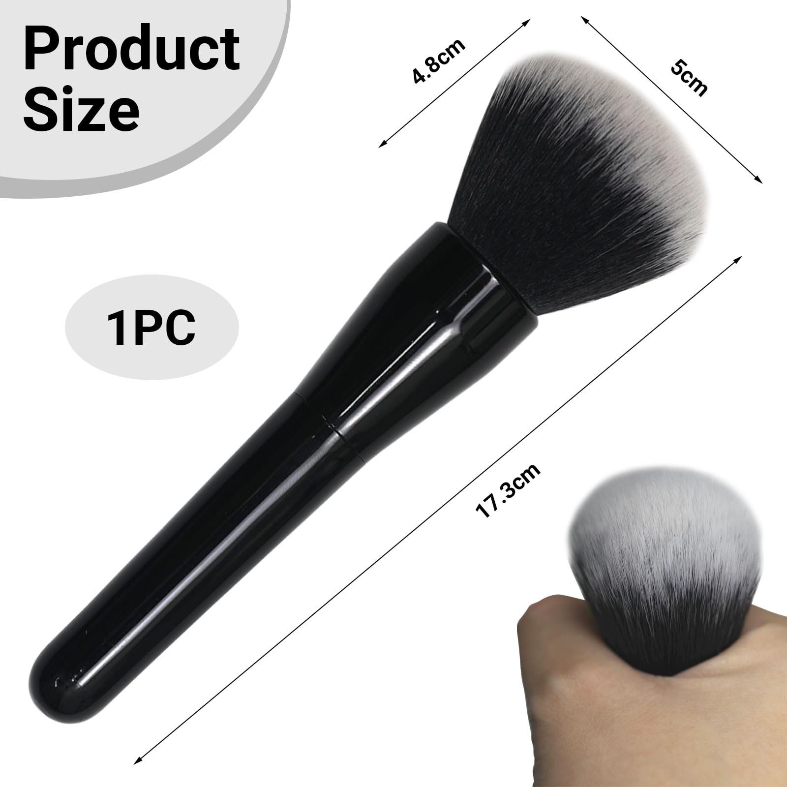 Mezrkuwr Pennello grande per polvere, pennello per fondotinta, pennello professionale per trucco per sfumare liquidi, creme e polvere impeccabile, lucidatura, sfumatura, correttore