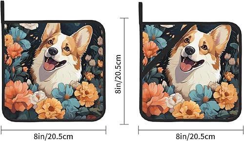 Miniatura 2 de 2 soportes para ollas para cocina, resistentes al calor, con patrón Corgi, almohadillas calientes, lavables, para cocinar, salvamanteles cuadrados