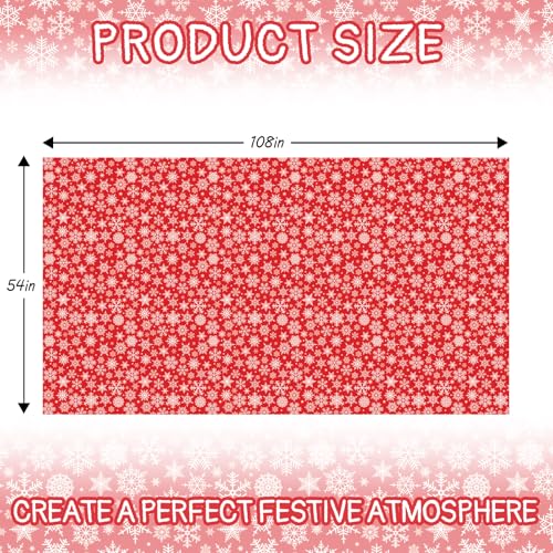 CXPSINC 4 Pack Disposable Snowflake Plastic Tablecloth - Christmas Table Cover for Party Decoration Supplies - 54 x 108 Inches Christmas Tablecloth (Red Snowflake) by CXPSINC - Used condition - Image 2