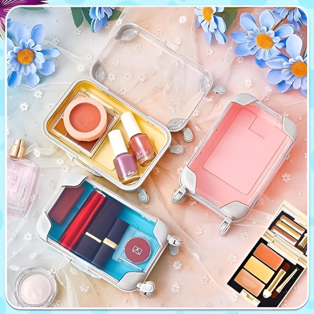 VISHARNI Portable Makeup Storage Suitcase – Ideal for Eyelashes & Cosmetics for Travel Theme Party Decor, Valentine Gift, Birthday Gift-Multicolor-1pcs - Image 6 thumbnail