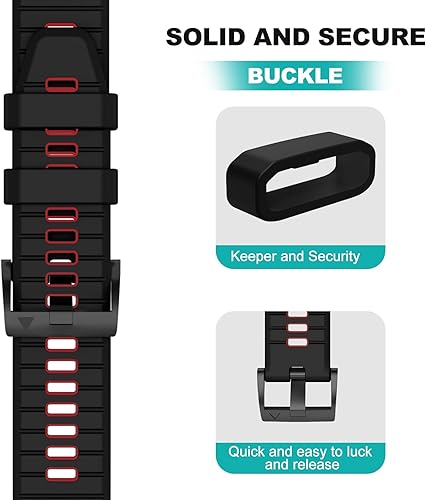 Miniatura 4 de OVERSTEP Correa de reloj para Garmin Fenix 7  Fenix 6  Fenix 5  EPIX 2, correas de reloj de silicona de ajuste rápido de 0.866 pulgadas para