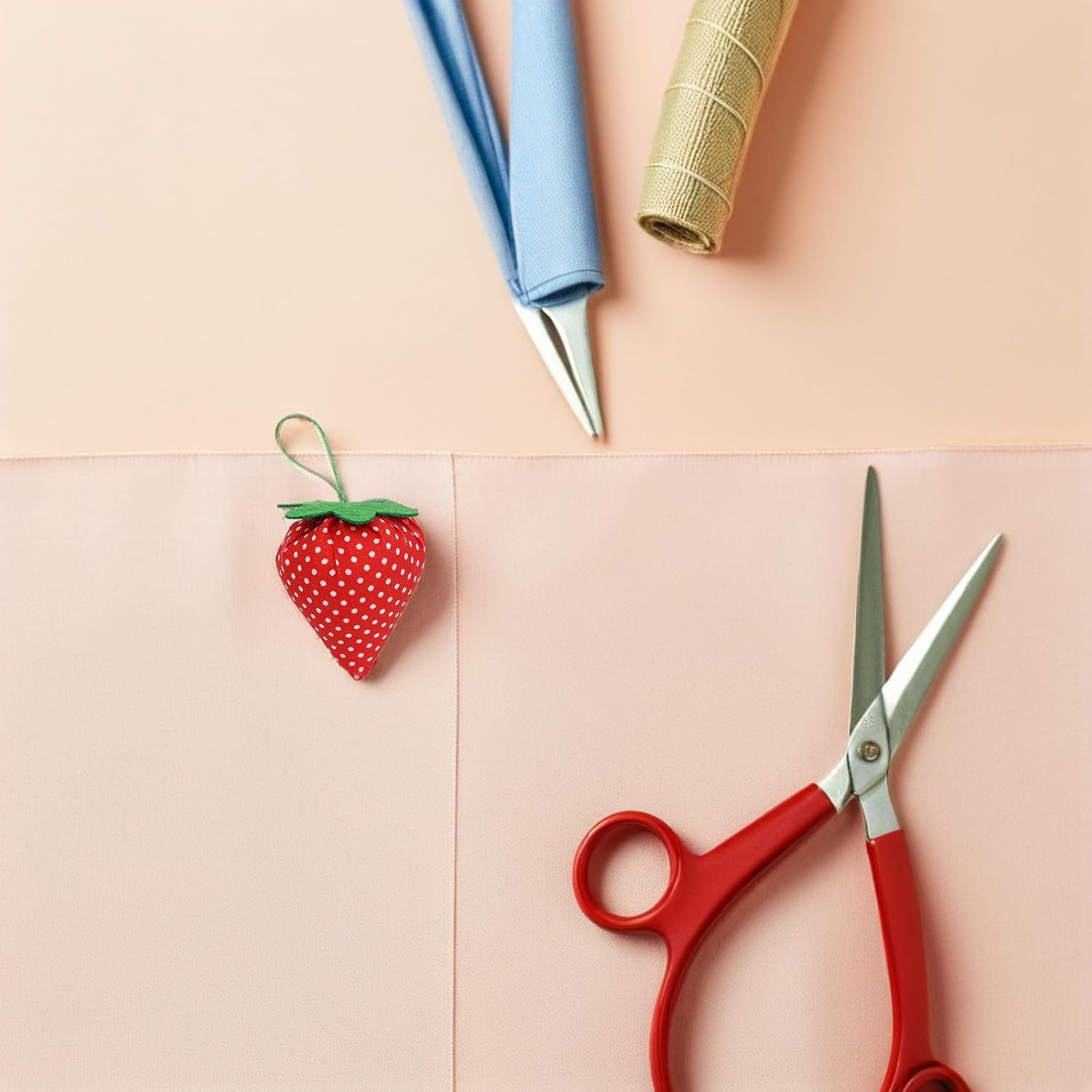 MUELODSIC 12pcs Strawberry Sewing Cushion Mini Pin Cushion Embroidery Needle Holder for Quilting DIY Crafts and Dressmaking