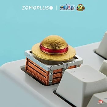 【THE MOZZ】[Premium] Hearts button one piece Luffy Rotatable hat keycaps Metal Base Transparent Design