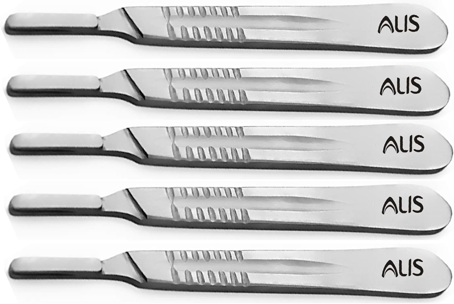 Alis Scalpel/Surgical Blade Handle (BP HANDLE) Made of Stainless Steel Without Blade (3 NO. BP HANDLE SET OF 5)