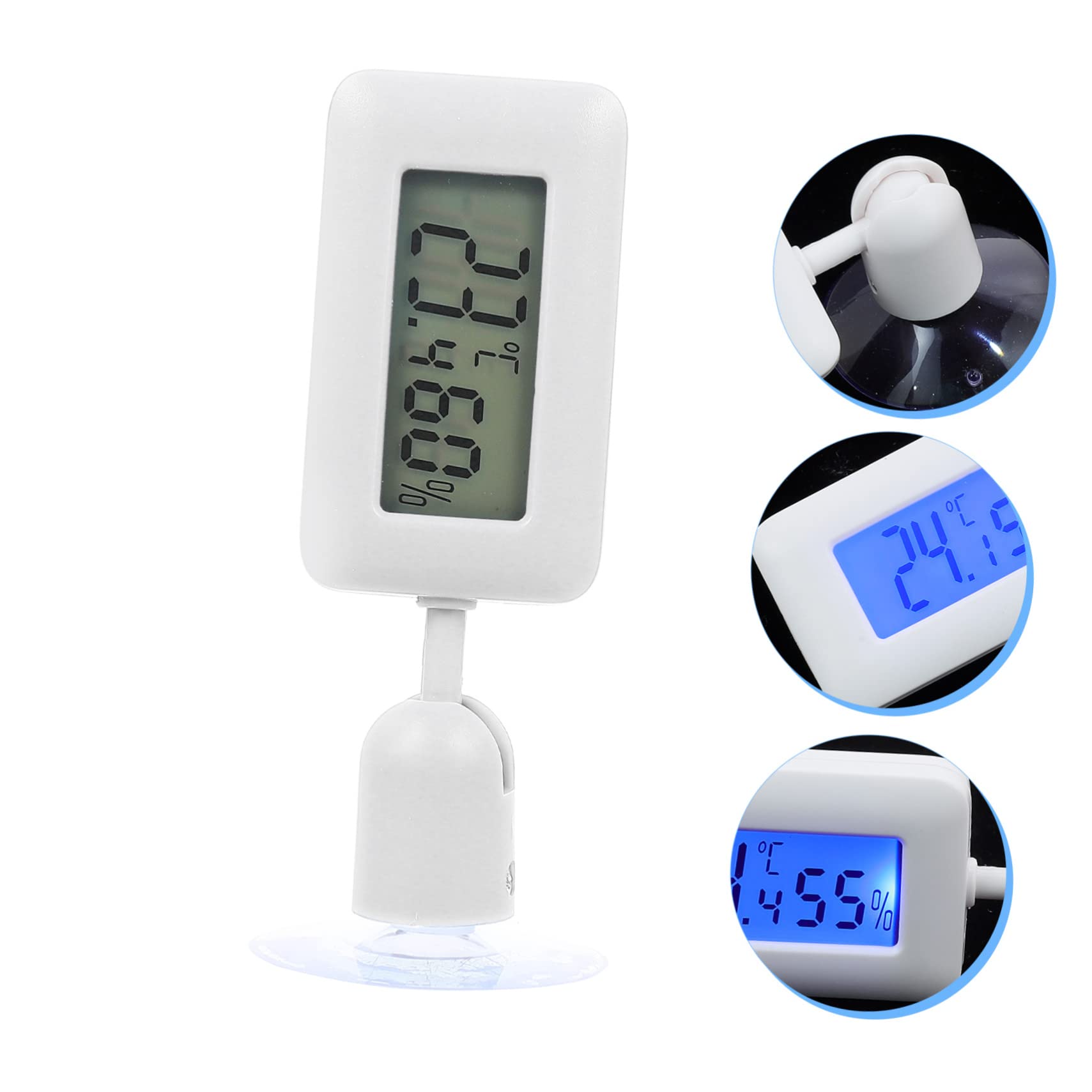 COSMEVIVI Rotary Suction Cup Thermometer Reptile Pet Thermometer and Hygrometer Large Display Screen