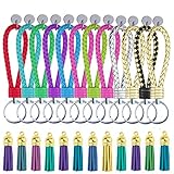 TWDRer 24 PCS Leather Key Chain Key Chain Rings Bulk with Tassel for Tassel Keychain Knitted Key Chain Key Rings