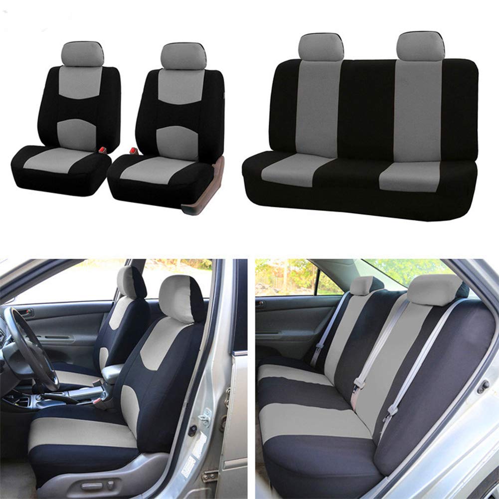 Juego Completo de Fundas Universales para Asientos de Coche, Reposacabezas Delanteros y Traseros Transpirables, Fundas Interiores para Protectores de Asientos de Automóviles (gris)