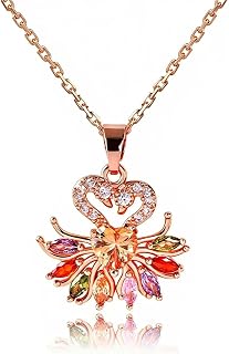 Kim Carrey Italian Elegant Rose Gold Necklace for Ladies | 18K Rose Gold Plated Necklace Pendant for Women | Gemstone necklace, Gift for Daughter, Wife, Mom, Her Jewelry