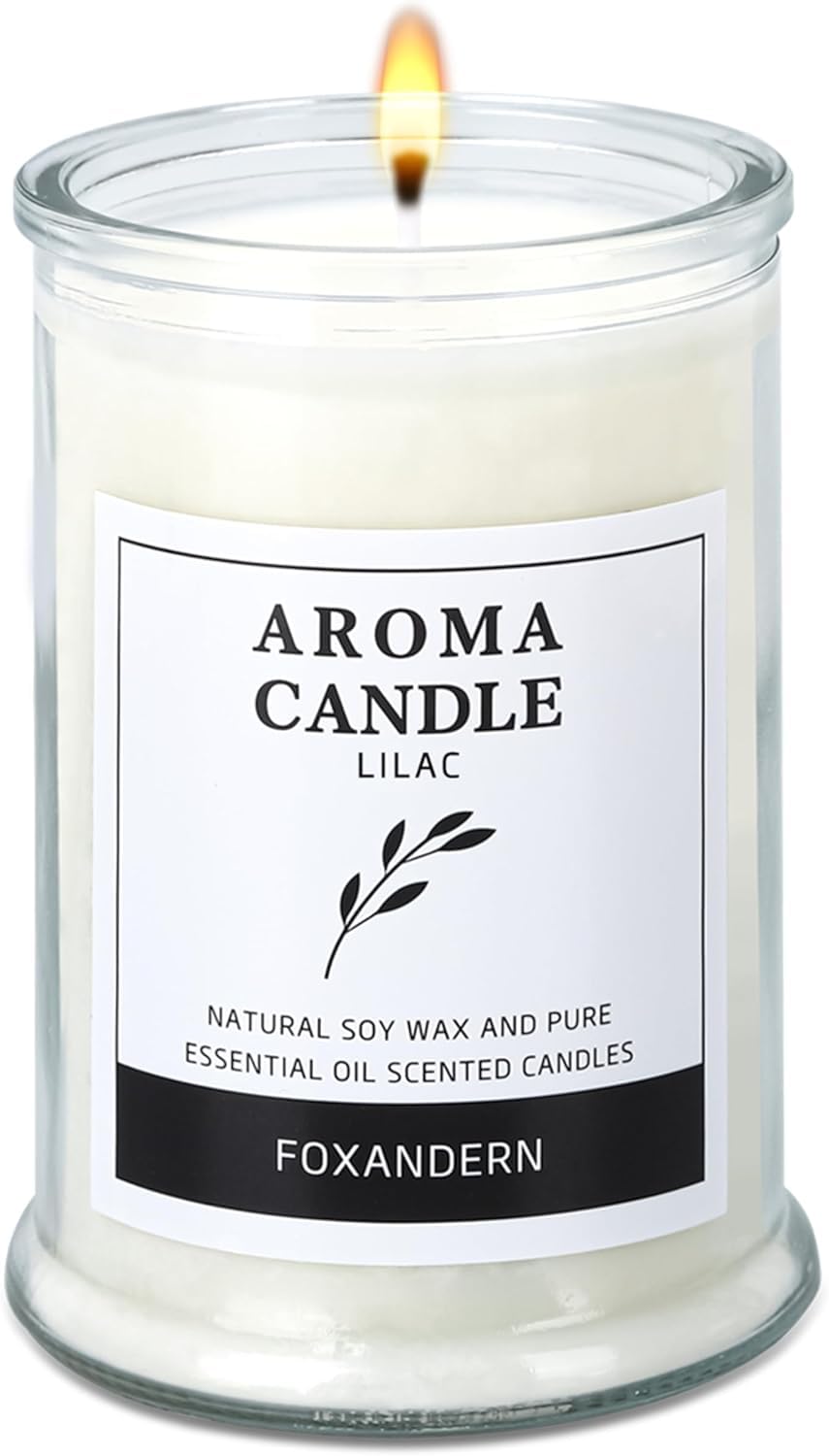 Foxandern Candles for Home Lilac,350g Long Lasting Jar Candle,Scented Candle for Women