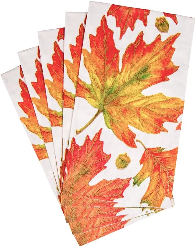 Autumn Hues White Guest Towel Napkins - 15 Per Package - 4 Units