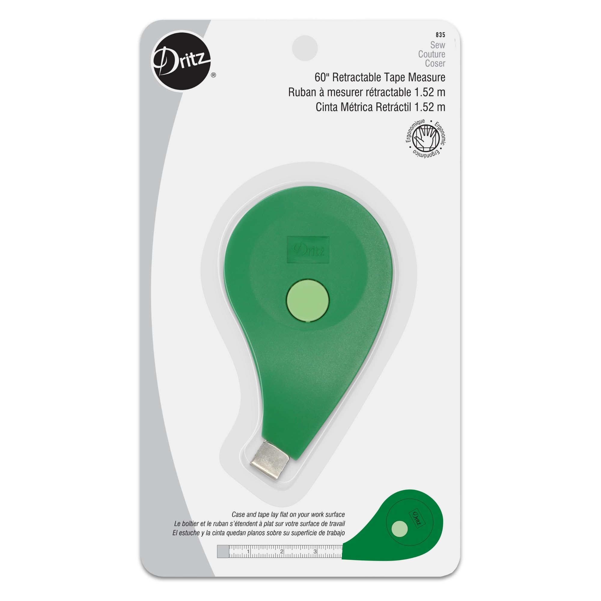 Dritz ergonómico de plástico retráctil Cinta measure-60-inch